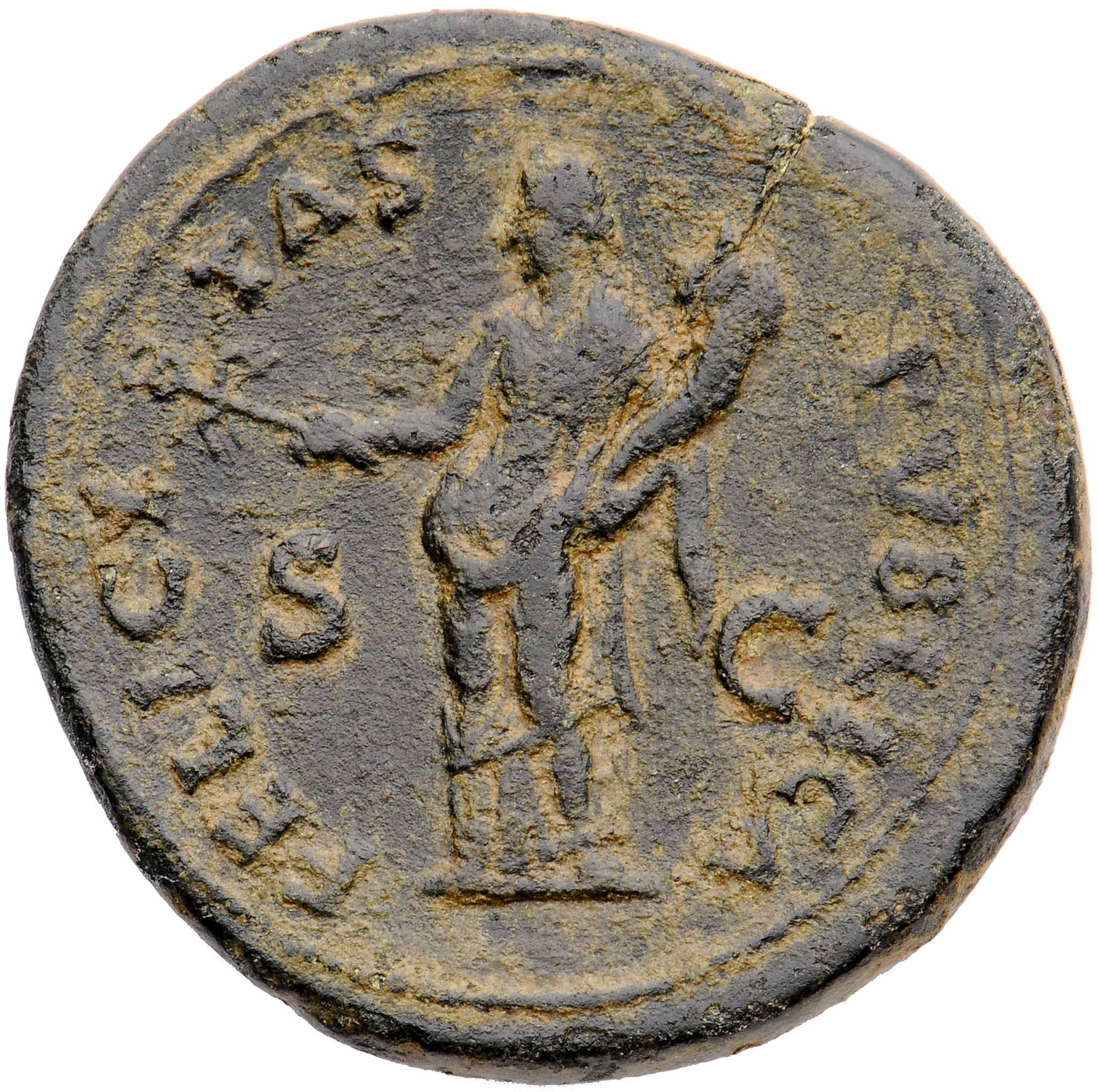 RIC I (second edition) Galba 411 Galba reverse, Felicitas, draped, standing left, holding caduceus in right hand and cornu...