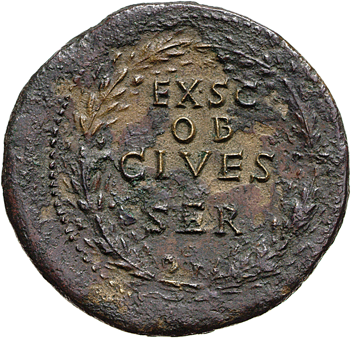 RIC I (second edition) Galba 434 Galba reverse, Legend in four lines within oak-wreath