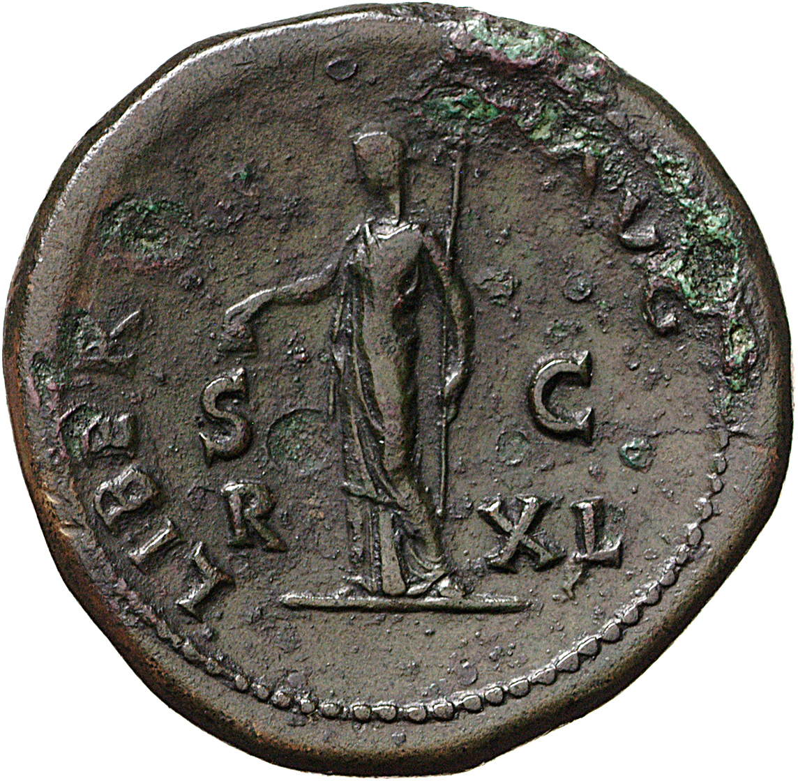RIC I (second edition) Galba 438 Galba reverse, Libertas, draped, standing left, holding pileus in right and rod in left
