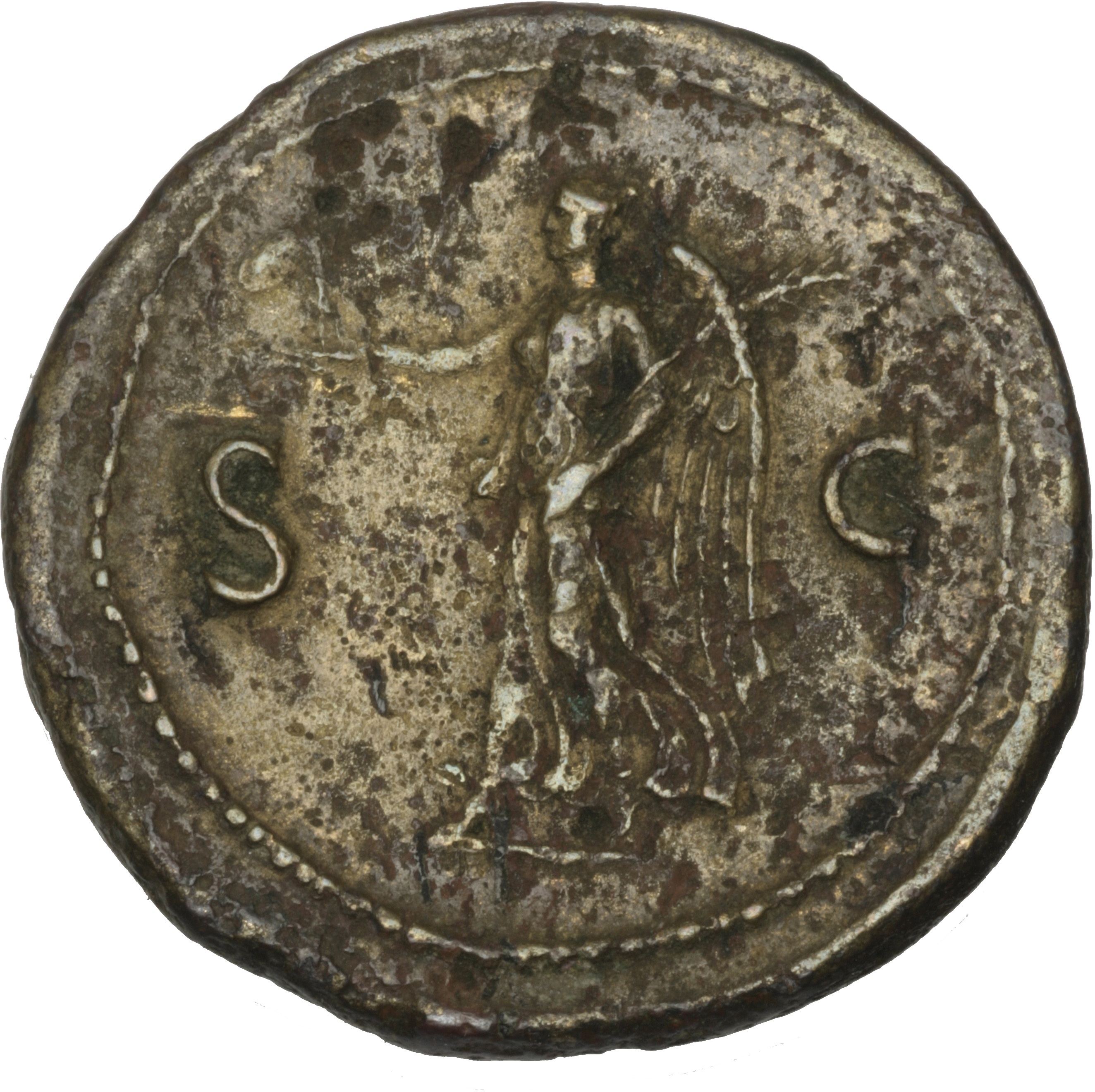 RIC I (second edition) Galba 456 Galba reverse, Victory advancing or walking left, holding palladium in right hand and pal...