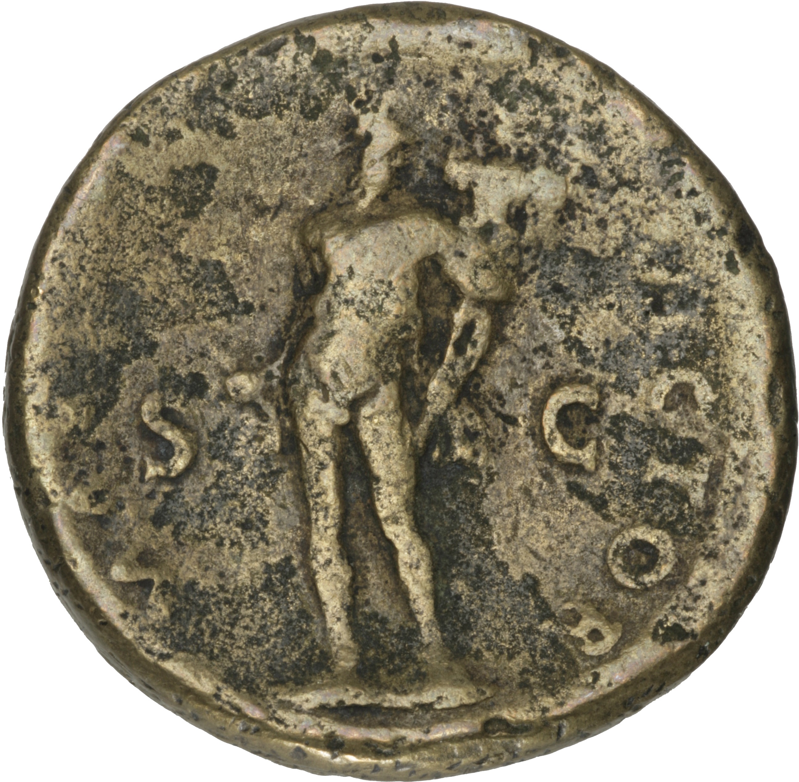 RIC I (second edition) Galba 481 Galba reverse, Mars, helmeted, standing front, head right, holding spear in right hand an...
