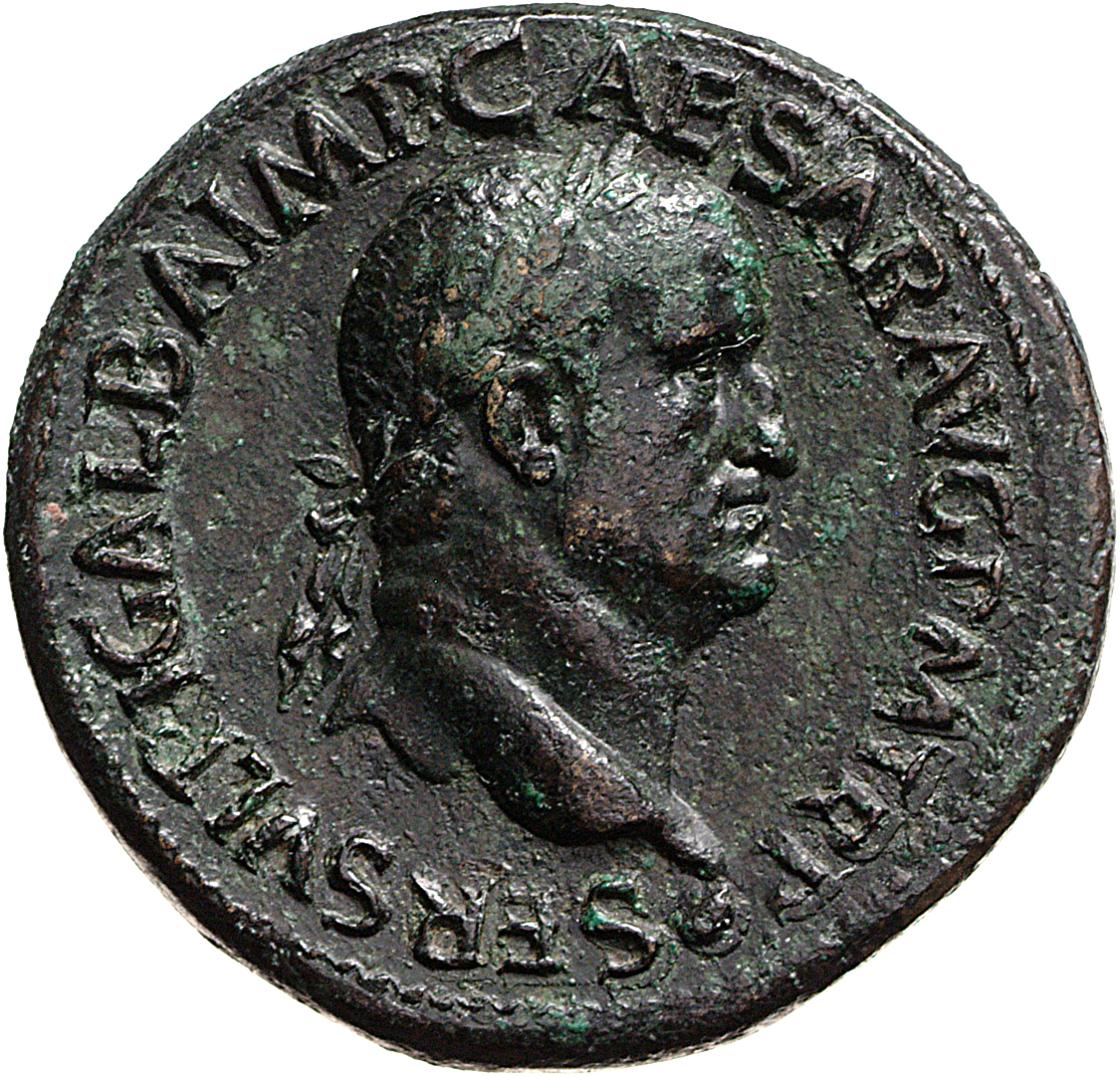 RIC I (second edition) Galba 489 Galba obverse, Head of Galba, laureate, right; globe at point of neck