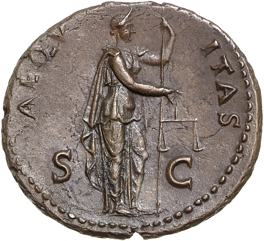 RIC I (second edition) Galba 491 Galba reverse, Aequitas, draped, standing right, holding scales in left hand and sceptre ...