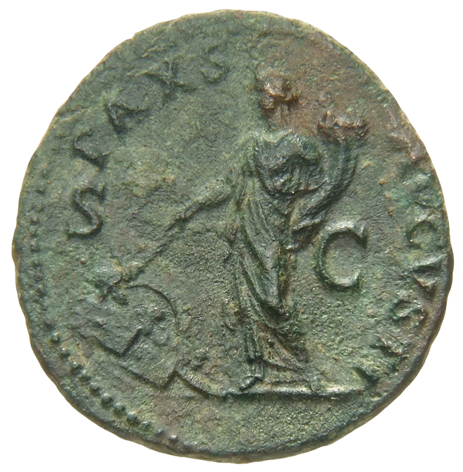 RIC I (second edition) Galba 496 Galba reverse, Pax, draped, standing at angle to left, holding cornucopia in left hand an...