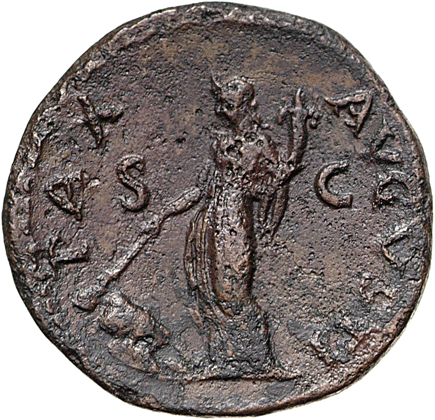 RIC I (second edition) Galba 497 Galba reverse, Pax, draped, standing at angle to left, holding cornucopia in left hand an...