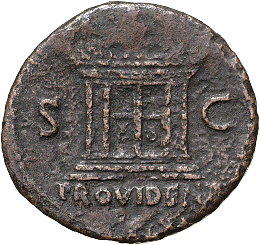 RIC I (second edition) Galba 499 Galba reverse, Altar enclosure with double paneled door and various ornaments
