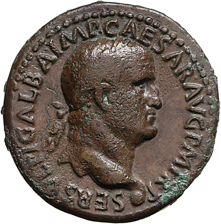 RIC I (second edition) Galba 506 Galba obverse, Head of Galba, laureate, right; globe at point of neck