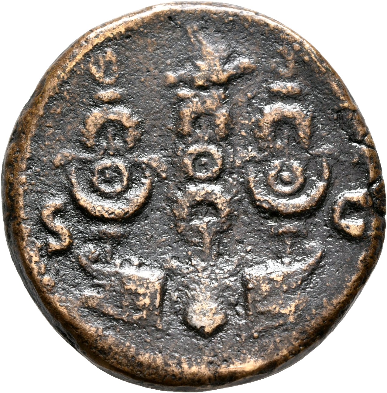 RIC I (second edition) Galba 508 Galba reverse, Aquila between two standards, all on ship's prow