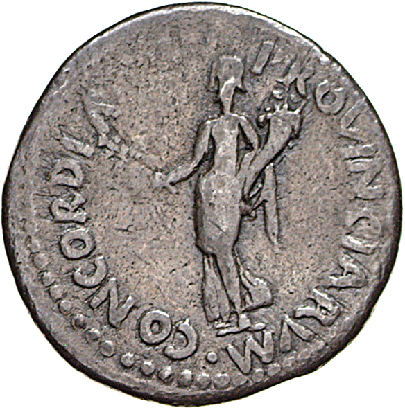 RIC I (second edition) Galba 54 Galba reverse, Concordia, draped, standing left, holding branch in right hand and cornucop...