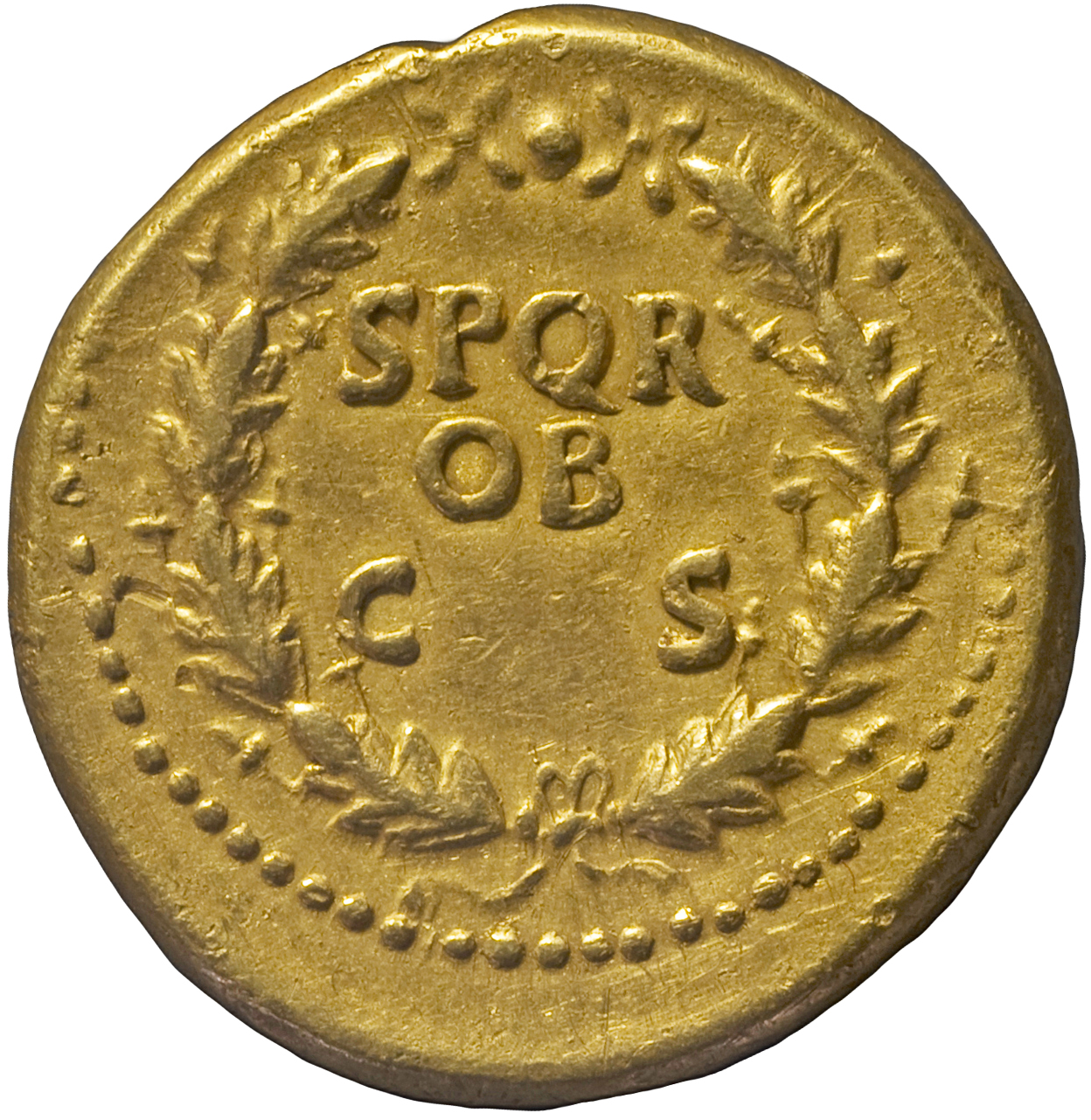 RIC I (second edition) Galba 61 Galba reverse, Legend within oak-wreath; pellet between two stars at top