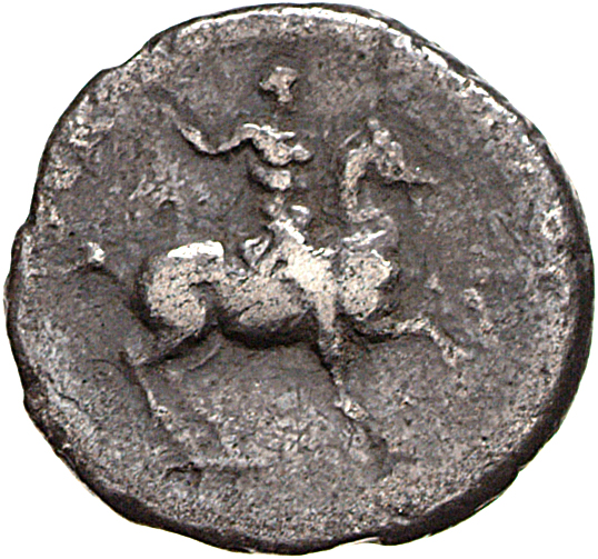 RIC I (second edition) Galba 86 Galba obverse, Galba, in military dress, riding right, levelling javelin with right hand