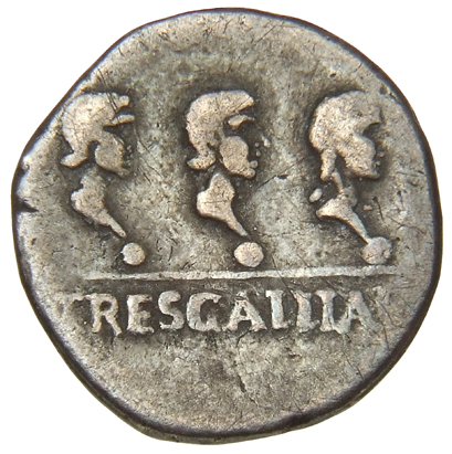 RIC I (second edition) Galba 89 Galba reverse, Three female busts, all draped with hair knotted behind, in row to right; g...