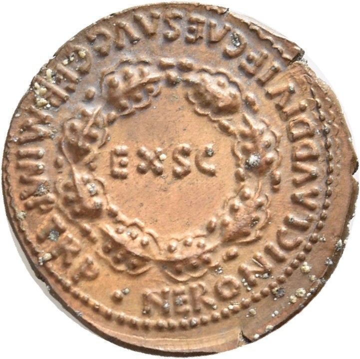 RIC I (second edition) Nero 1 Nero reverse — Legend surrounding oak-wreath enclosing EX S C