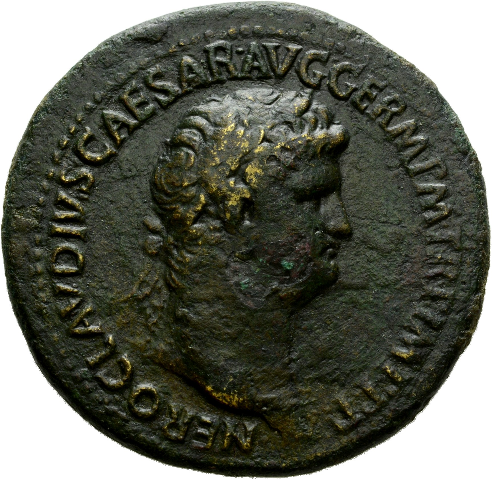 RIC I (second edition) Nero 107 Nero obverse, Head of Nero, laureate, right, with aegis on neck
