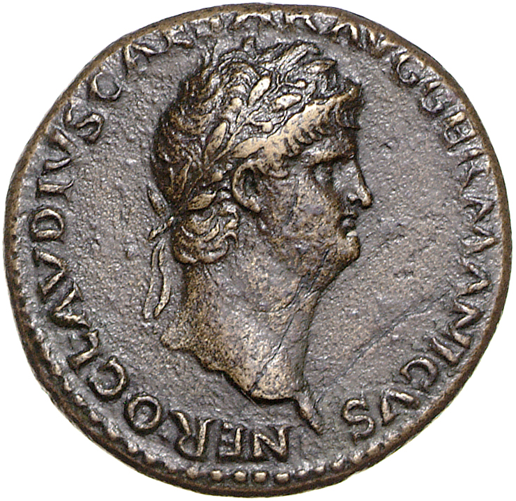 RIC I (second edition) Nero 122 Nero obverse, Head of Nero, laureate, right
