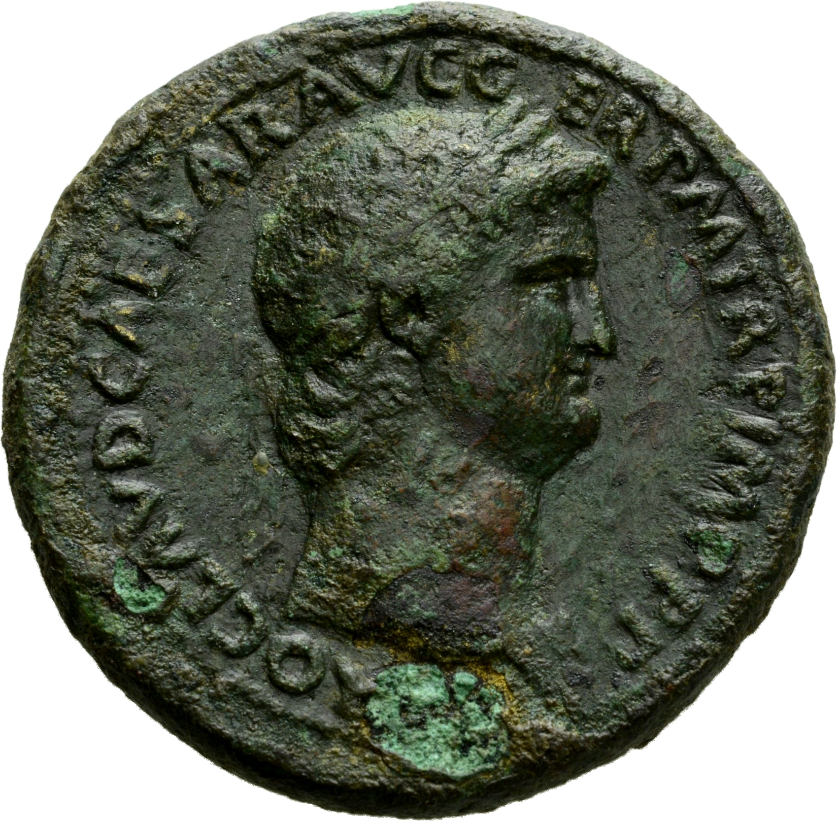 RIC I (second edition) Nero 130 Nero obverse, Head of Nero, laureate, right, with aegis on neck