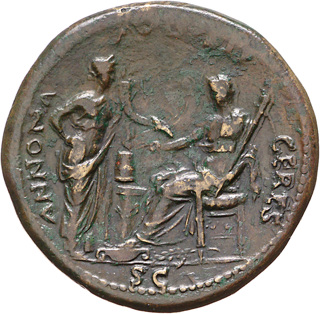 RIC I (second edition) Nero 137 Nero reverse, Ceres, right, veiled and draped, seated left, holding corn-ears and torch, f...