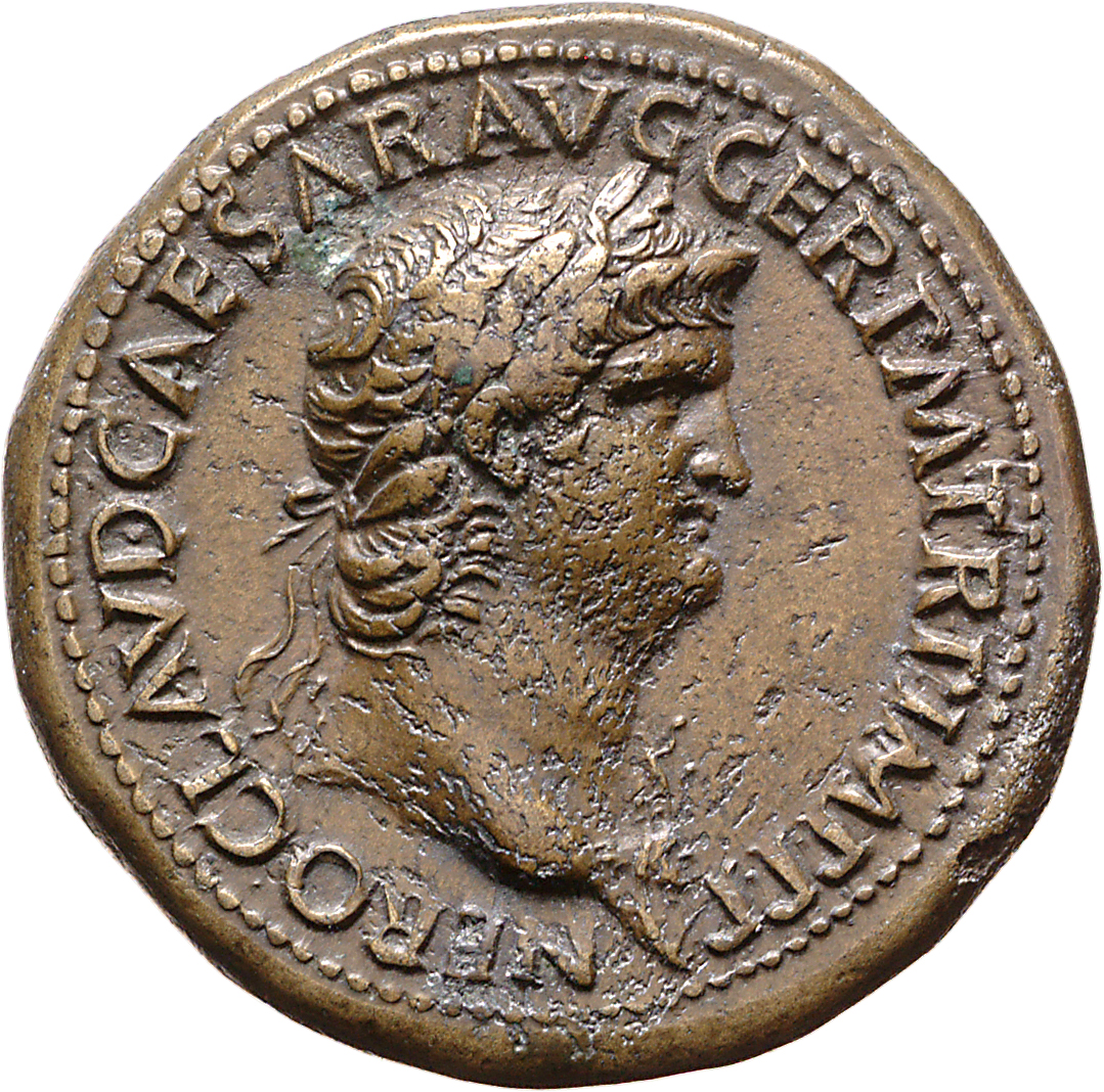 RIC I (second edition) Nero 137 Nero obverse, Head of Nero, laureate, right, with aegis on neck