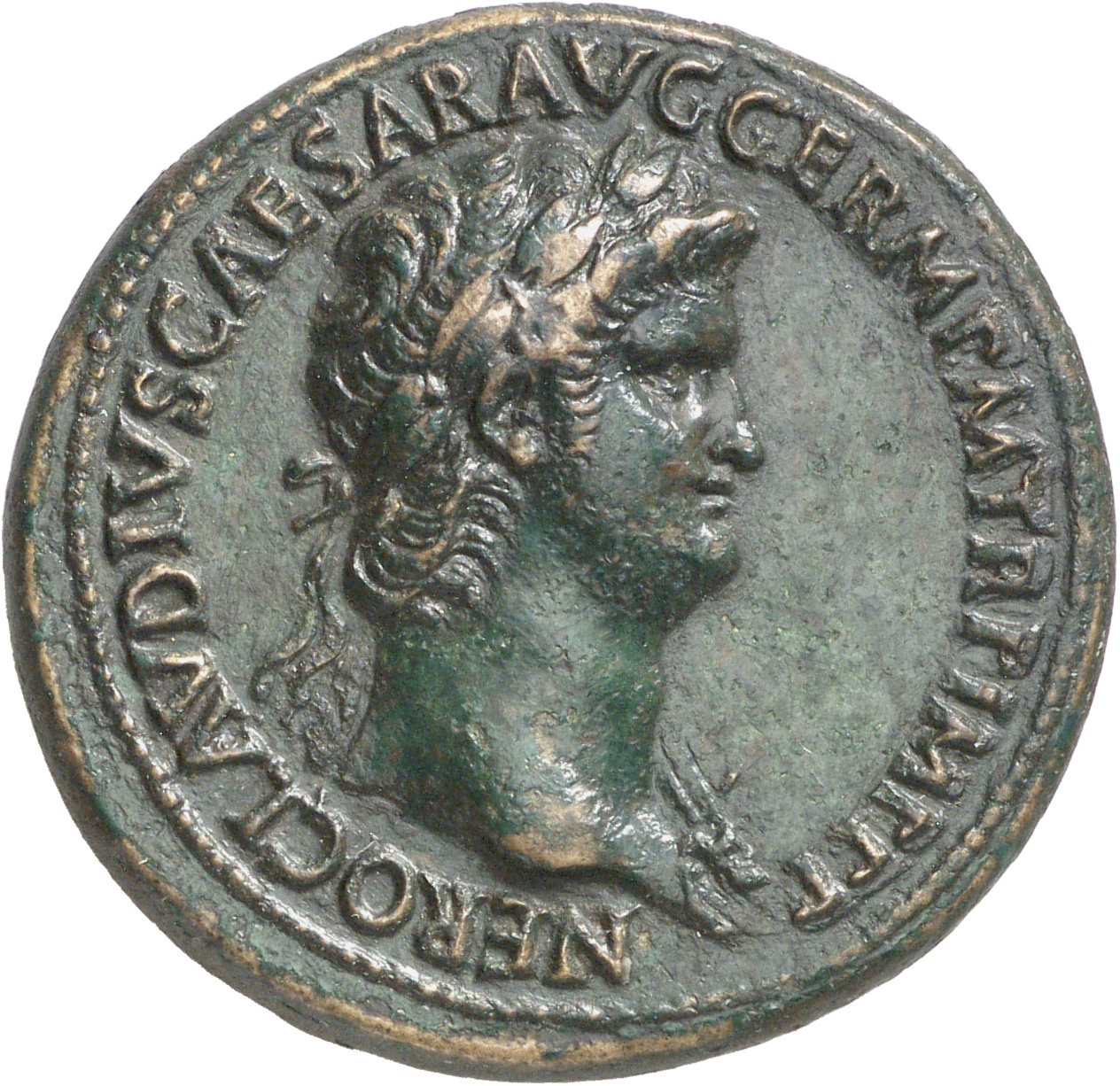 RIC I (second edition) Nero 139 Nero obverse, Head of Nero, laureate, right, with aegis on neck
