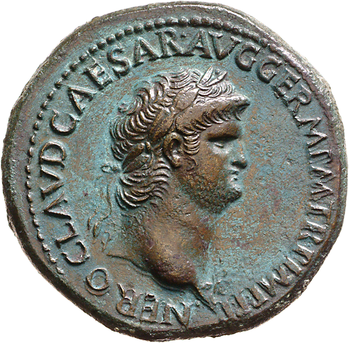 RIC I (second edition) Nero 145 Nero obverse, Head of Nero, laureate, right, with aegis on neck