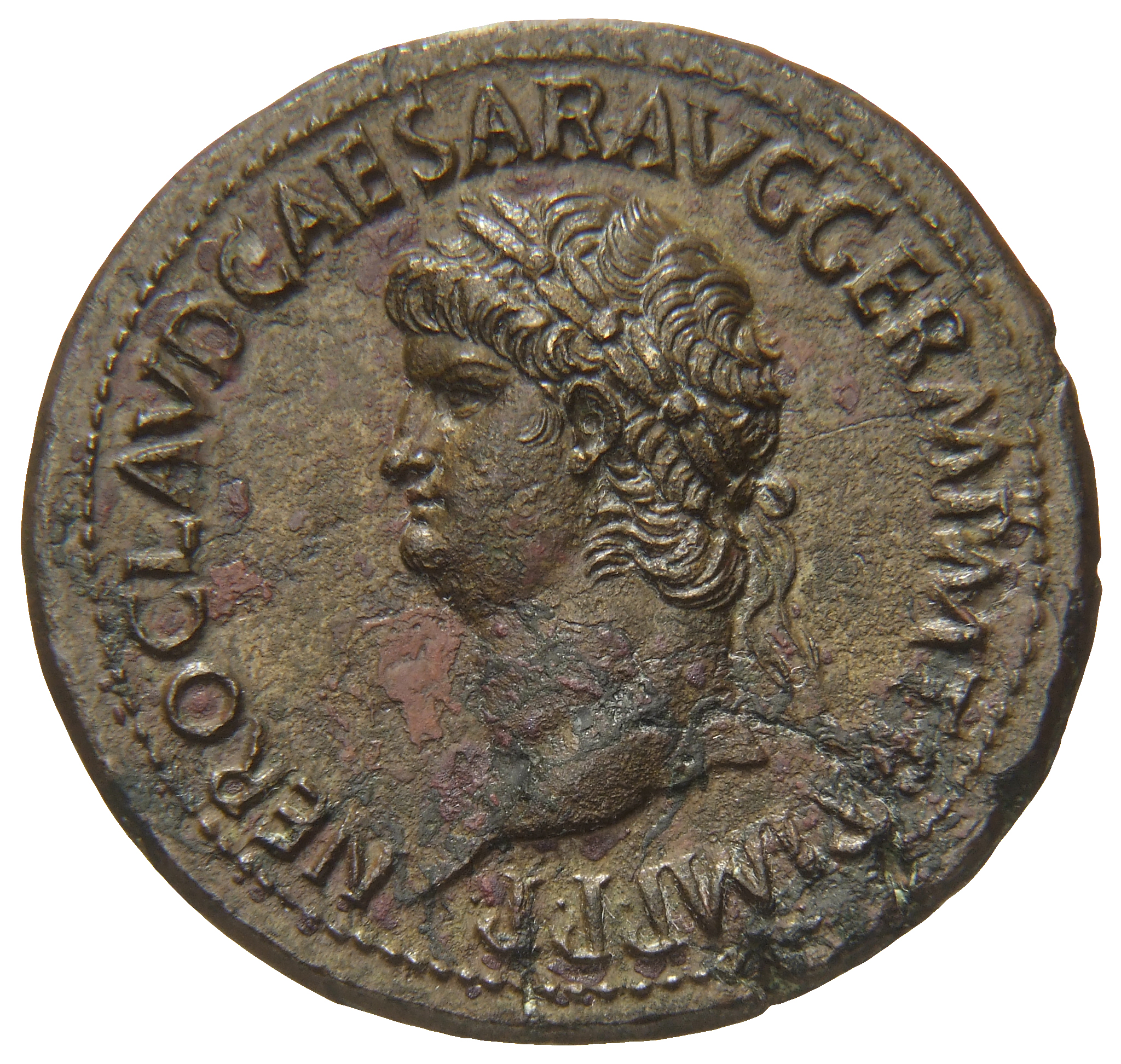 RIC I (second edition) Nero 146 Nero obverse, Head of Nero, laureate, left