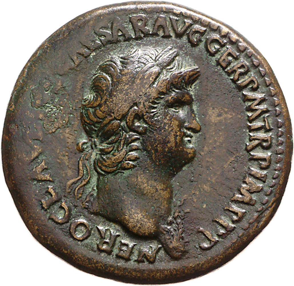 RIC I (second edition) Nero 147 Nero obverse, Head of Nero, laureate, right, with aegis on neck