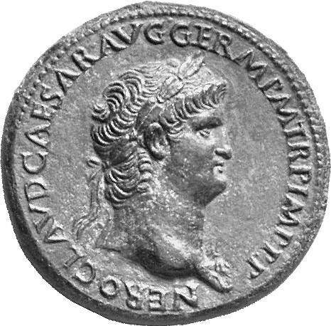 RIC I (second edition) Nero 159 Nero obverse, Head of Nero, laureate, right, with aegis on neck