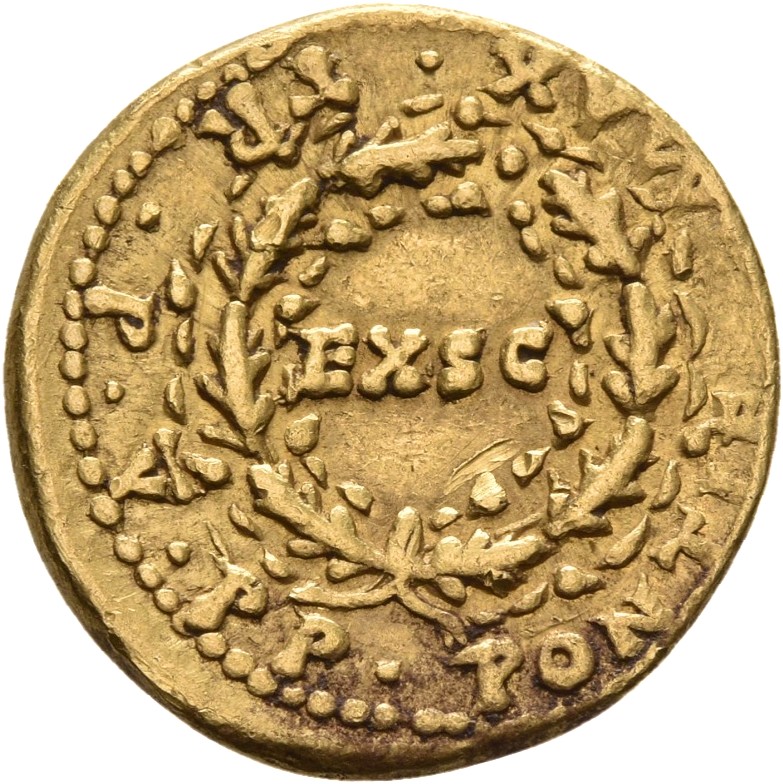 RIC I (second edition) Nero 16 Nero reverse — Legend surrounding oak-wreath enclosing EX S C