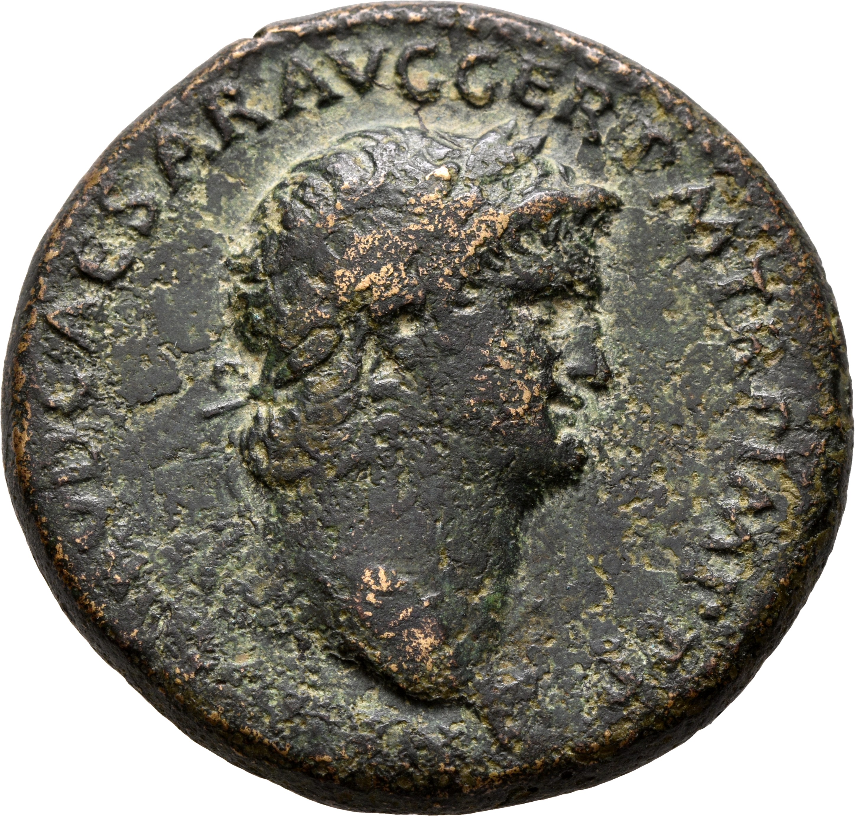RIC I (second edition) Nero 163 Nero obverse, Head of Nero, laureate, right, with aegis on neck