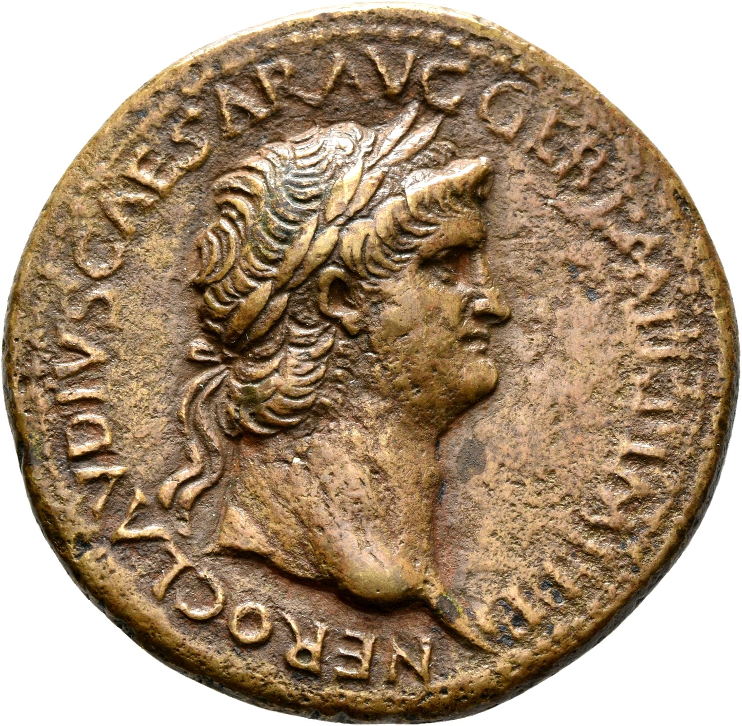 RIC I (second edition) Nero 165 Nero obverse — Head of Nero, laureate, right, with aegis on neck