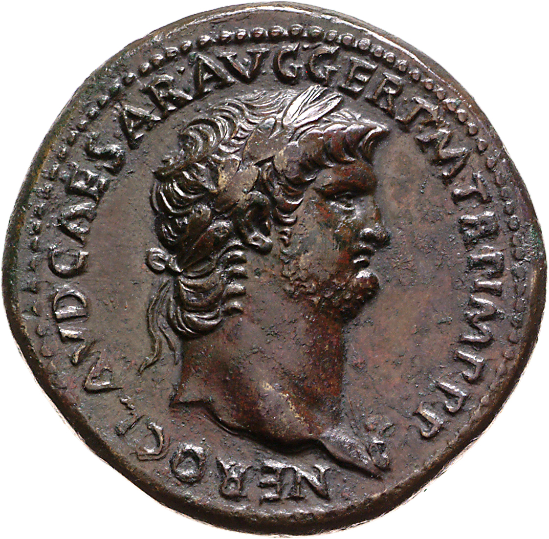 RIC I (second edition) Nero 178 Nero obverse, Head of Nero, laureate, right, with aegis on neck