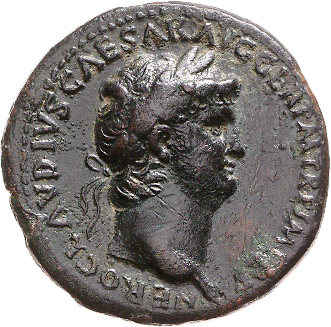 RIC I (second edition) Nero 181 Nero obverse, Head of Nero, laureate, right, with aegis on neck