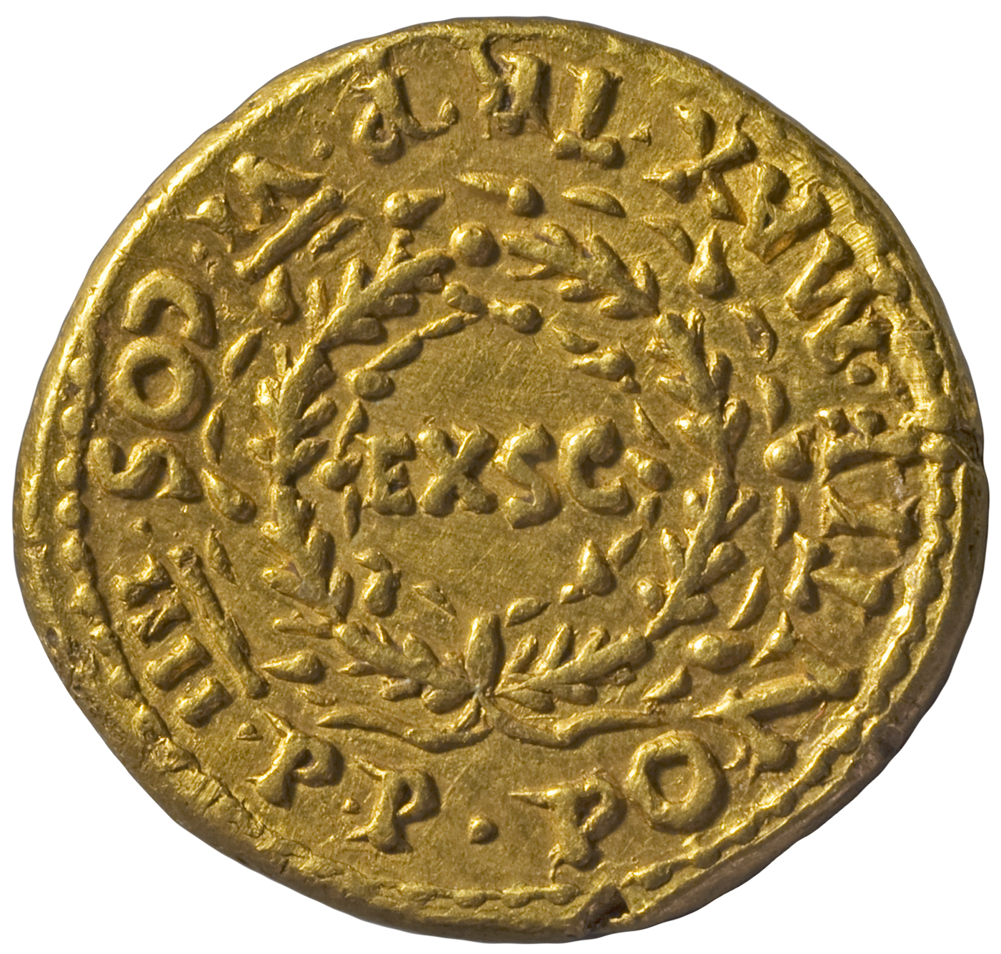 RIC I (second edition) Nero 19 Nero reverse, Legend surrounding oak-wreath enclosing EX S C
