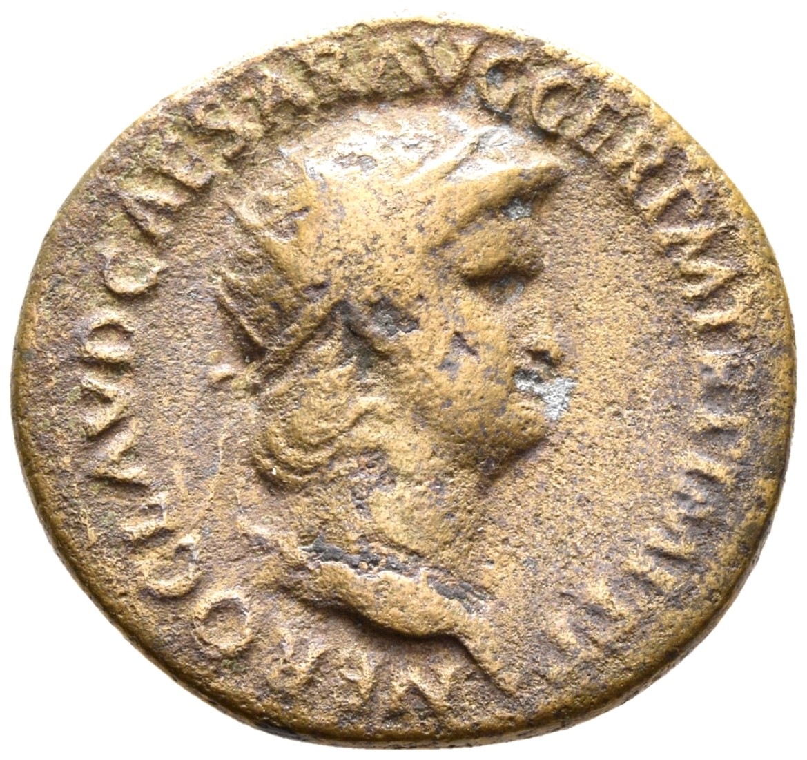 RIC I (second edition) Nero 215 Nero obverse — Head of Nero, radiate, right