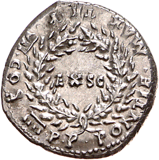 RIC I (second edition) Nero 22 Nero reverse, Legend surrounding oak-wreath enclosing EX S C