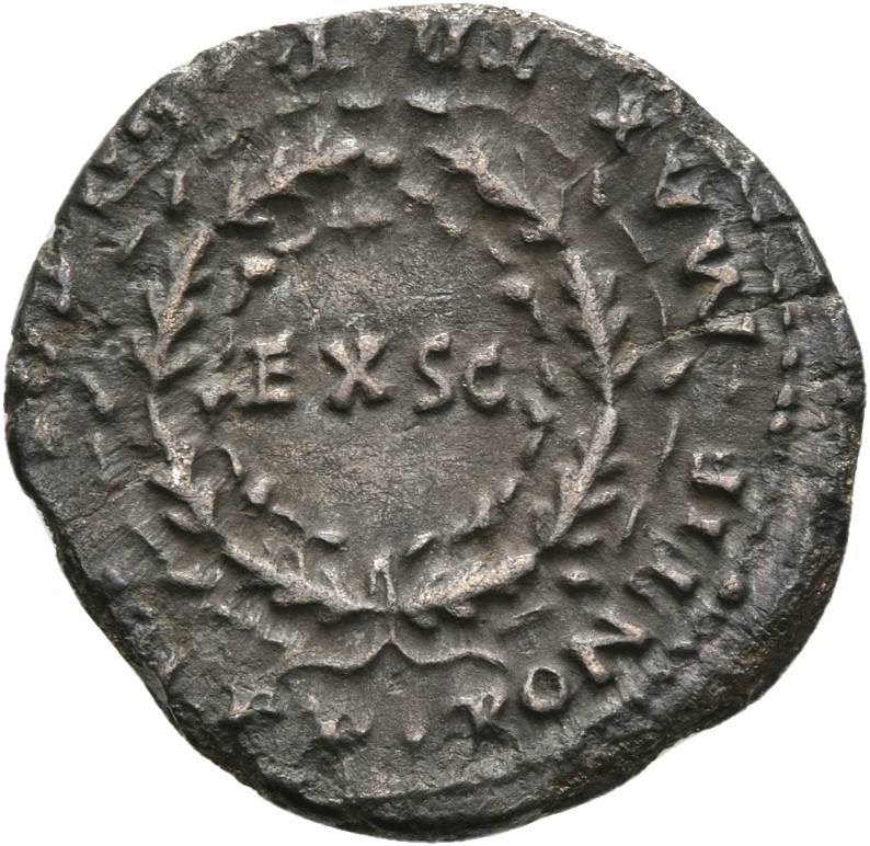 RIC I (second edition) Nero 22 Nero reverse — Legend surrounding oak-wreath enclosing EX S C