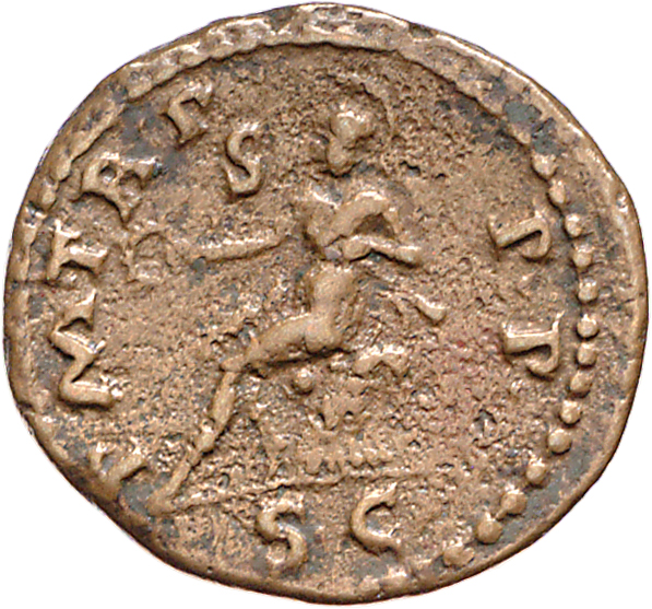 RIC I (second edition) Nero 221 Nero reverse, Roma, helmeted, in military dress, seated left on cuirass, holding wreath an...