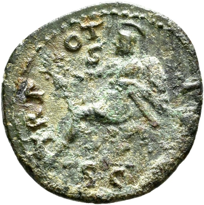 RIC I (second edition) Nero 226 Nero reverse — Roma, helmeted, in military dress, seated left on cuirass, holding wreath a...
