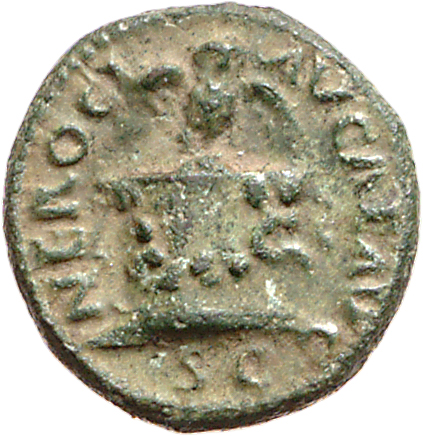RIC I (second edition) Nero 258 Nero obverse, Owl standing front, with wings spread, on a rectangular garlanded altar