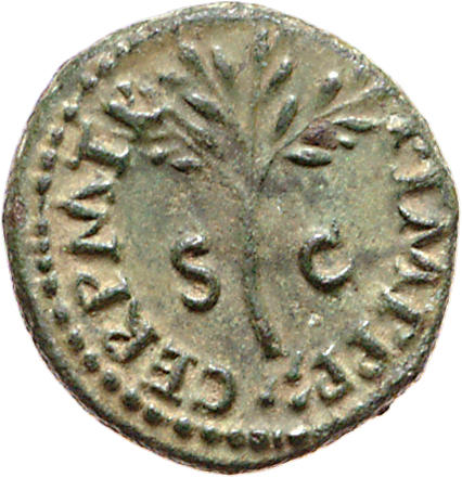 RIC I (second edition) Nero 258 Nero reverse, Olive-branch, upright; sometimes three dots above