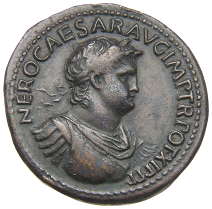 RIC I (second edition) Nero 263 Nero obverse, Bust of Nero, laureate, cuirassed, right
