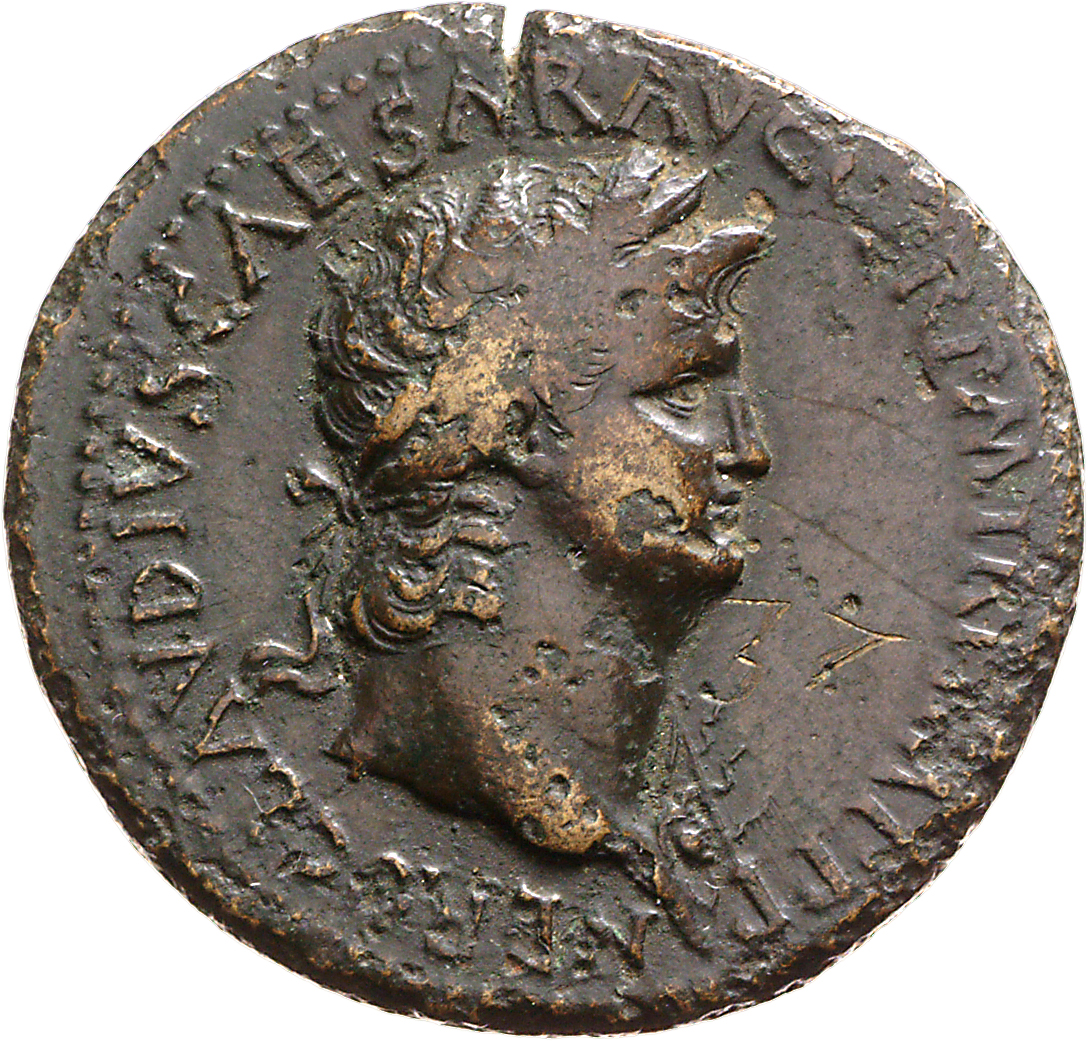 RIC I (second edition) Nero 270 Nero obverse, Head of Nero, laureate, right with aegis