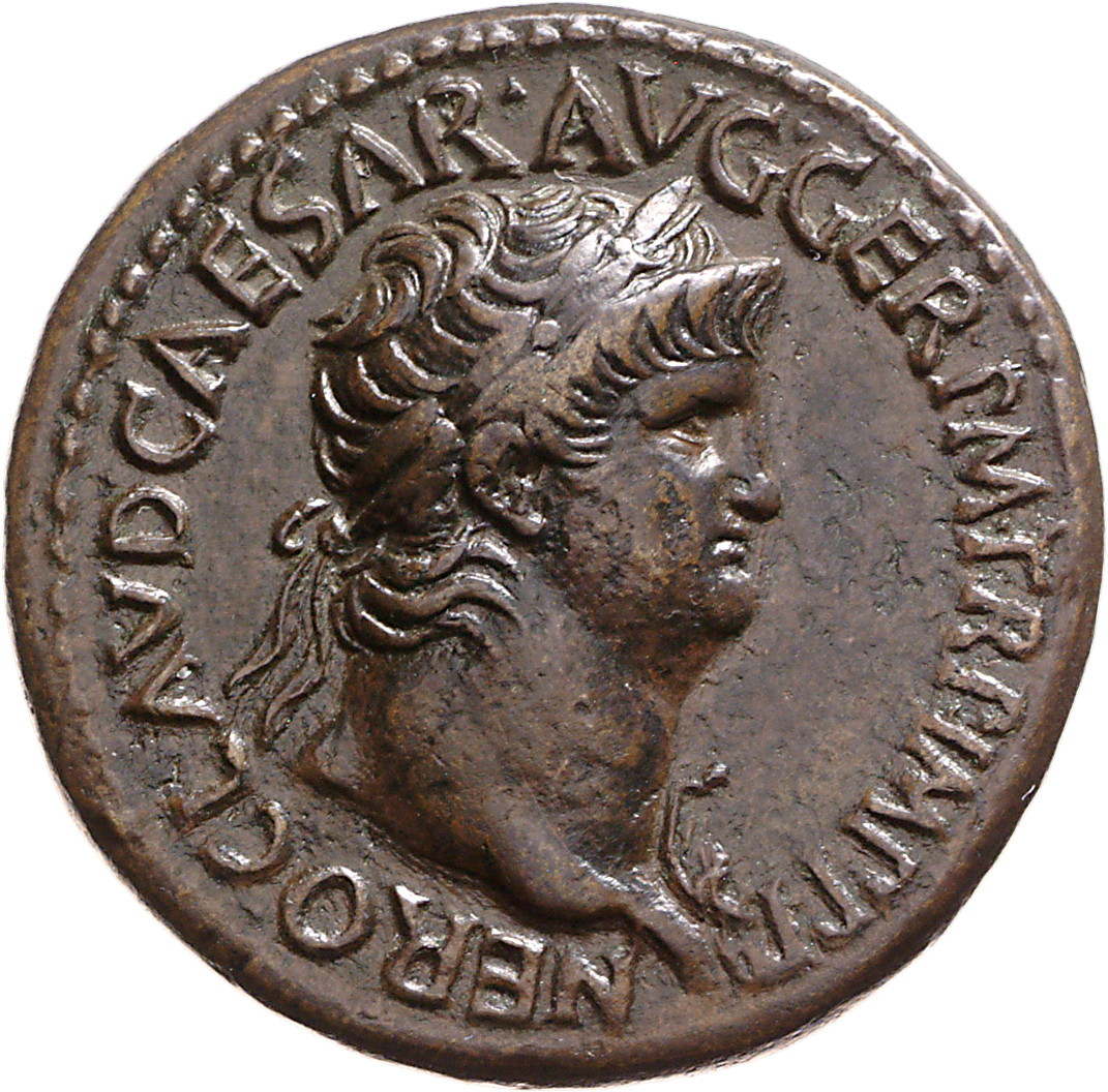 RIC I (second edition) Nero 273 Nero obverse, Head of Nero, laureate, right with aegis