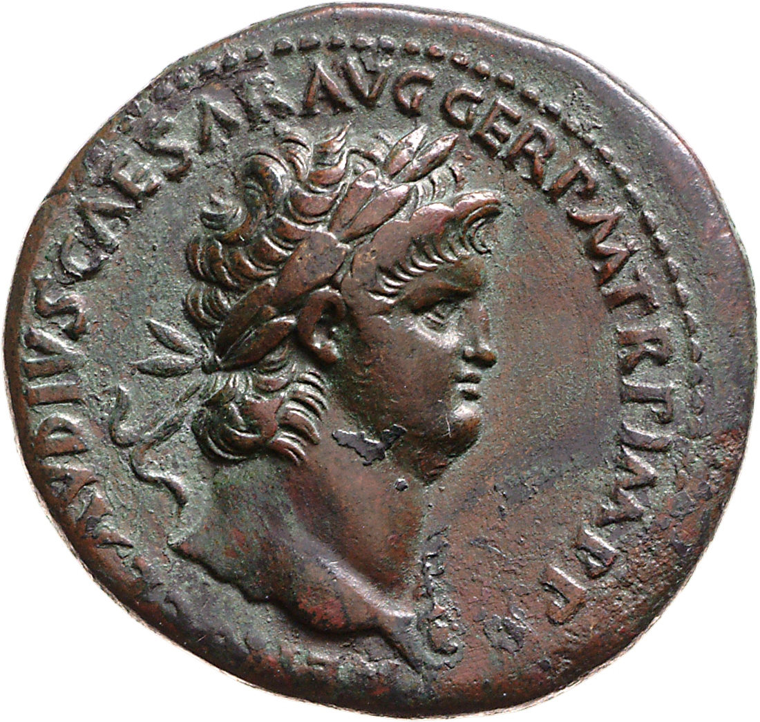 RIC I (second edition) Nero 275 Nero obverse, Head of Nero, laureate, right with aegis