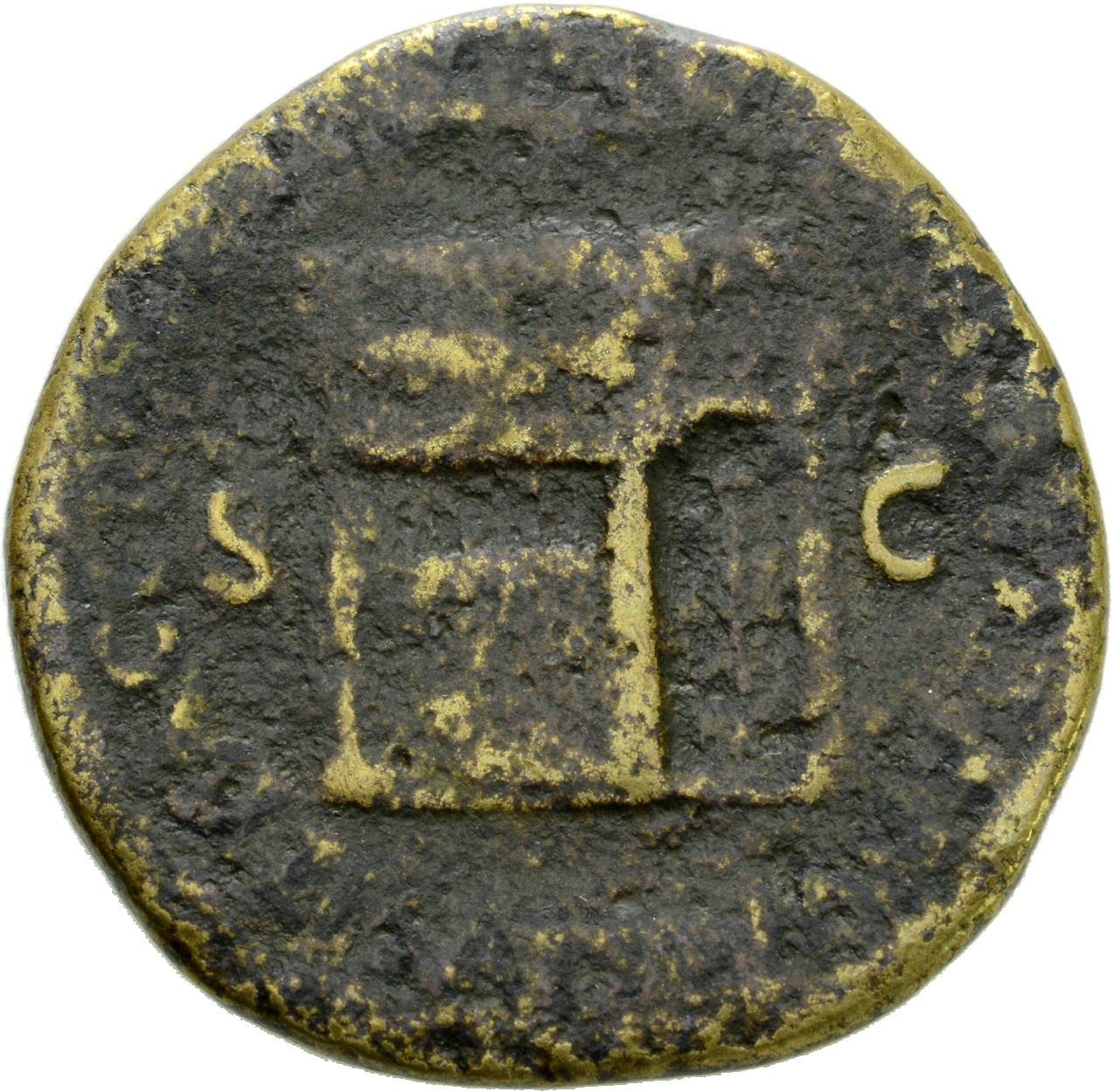 RIC I (second edition) Nero 283 Nero reverse, Temple of Janus, with latticed window to left and double doors to right with...