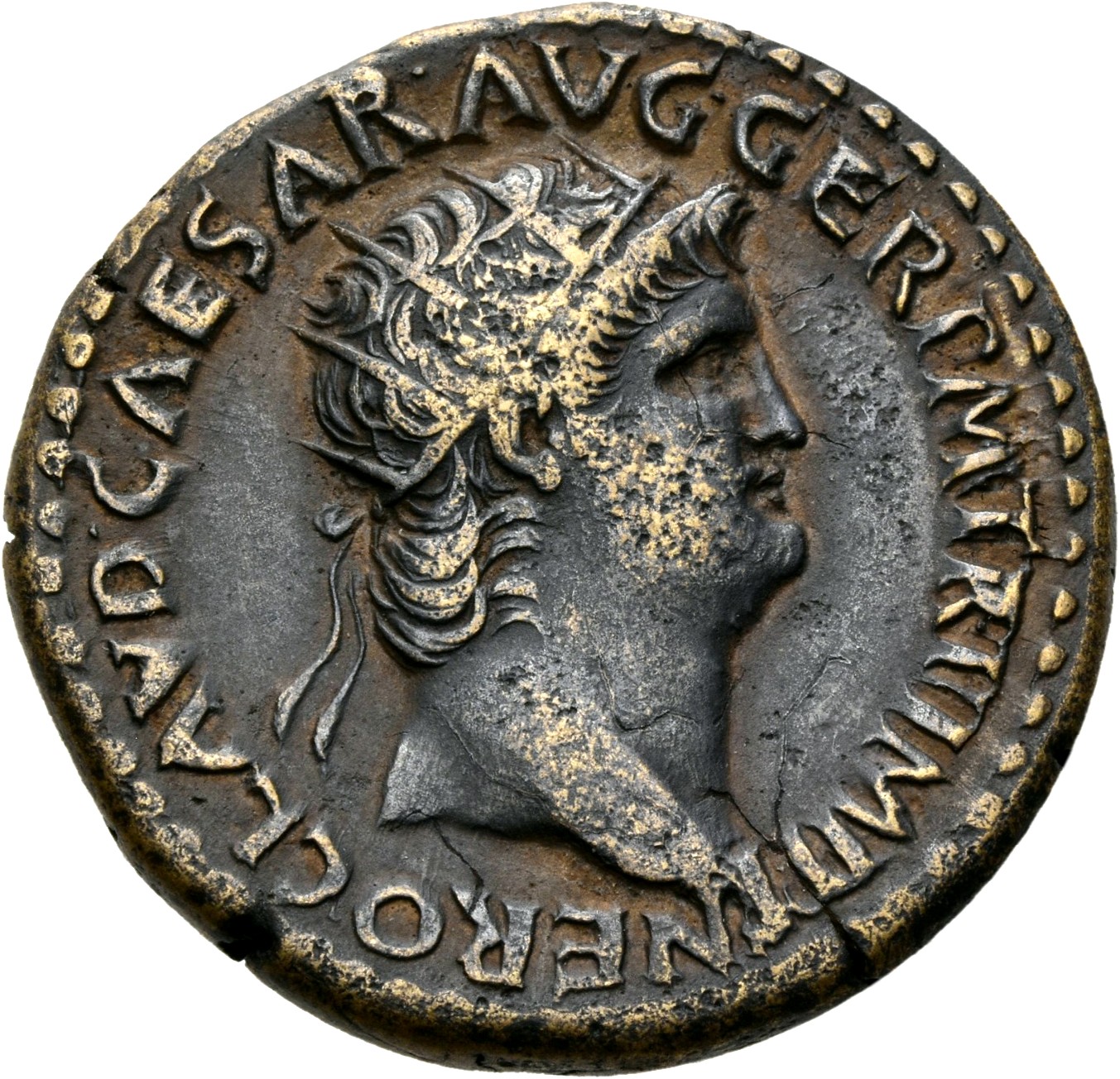 RIC I (second edition) Nero 296 Nero obverse, Head of Nero, radiate, right