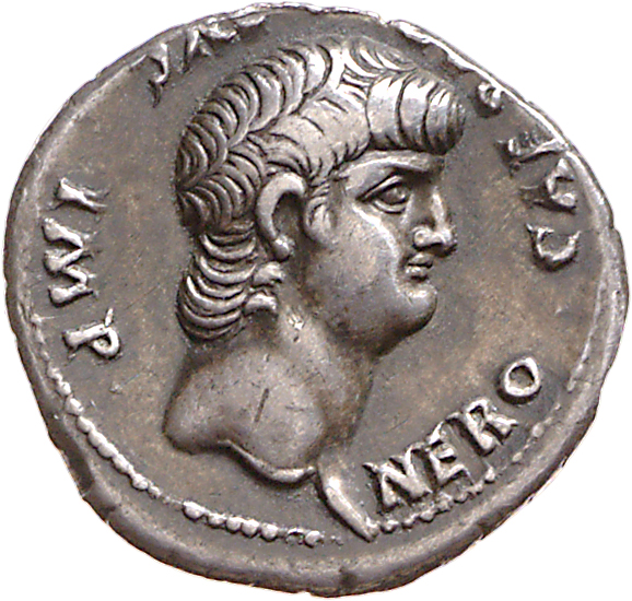 RIC I (second edition) Nero 30 Nero obverse, Head of Nero, bare, right