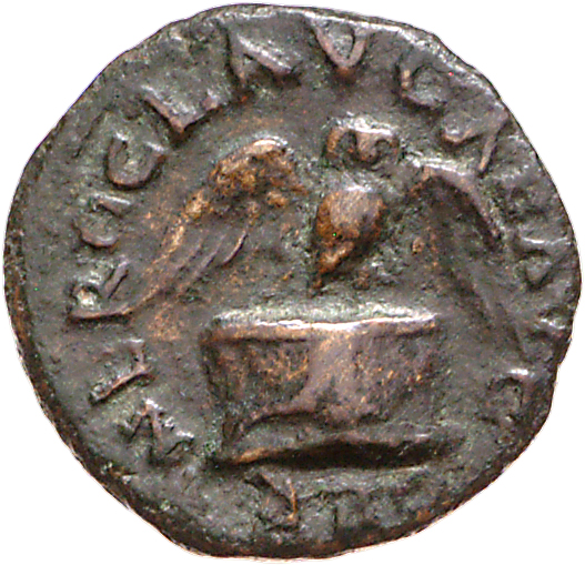 RIC I (second edition) Nero 321 Nero obverse, Owl standing front, with wings spread, on a rectangular garlanded altar