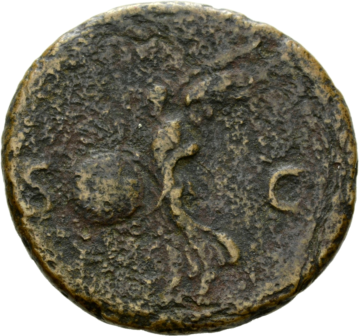RIC I (second edition) Nero 351 Nero reverse, Victory, winged, draped, moving left, holding in both hands shield inscribed...