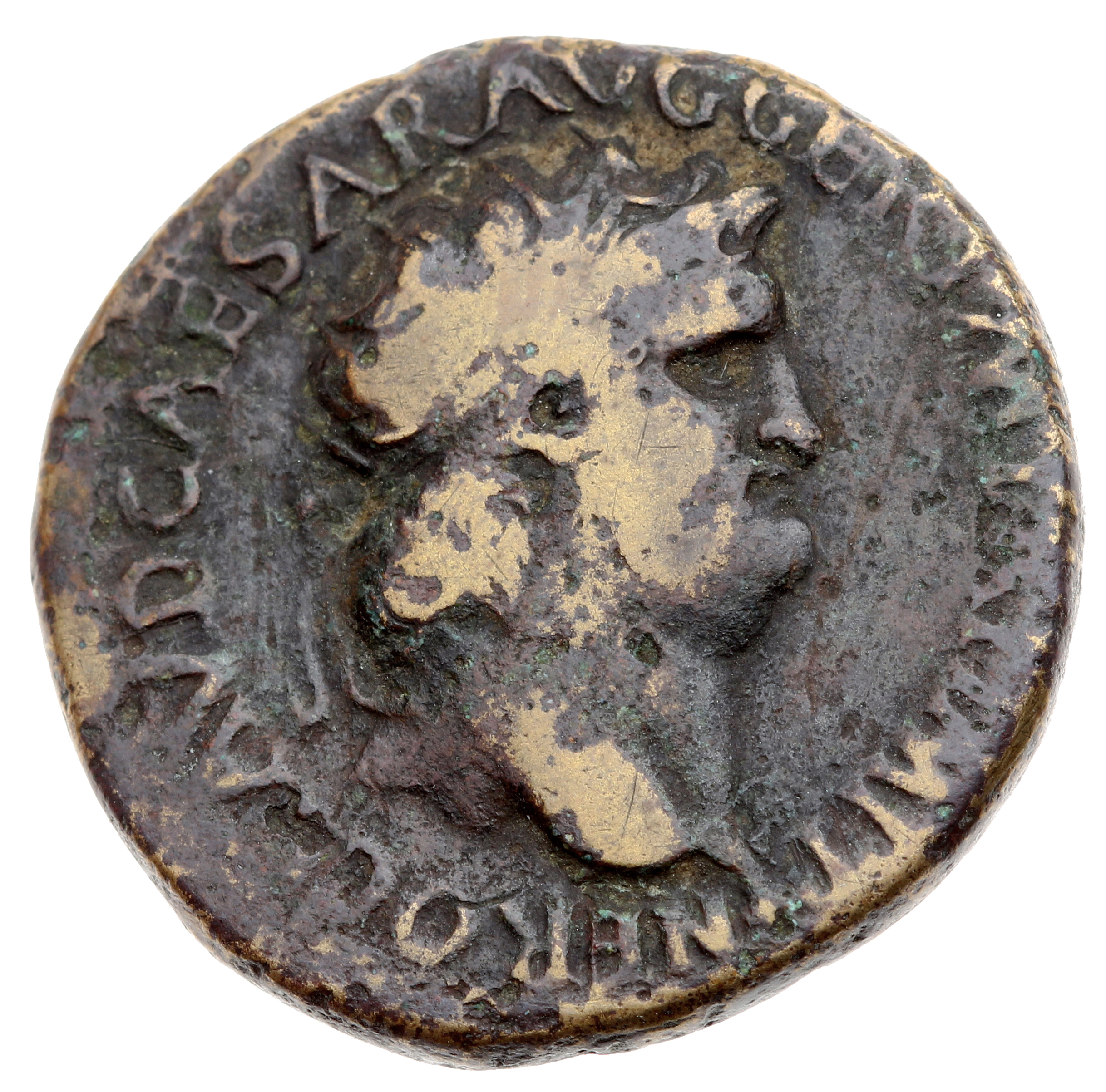 RIC I (second edition) Nero 373 Nero obverse, Head of Nero, radiate, right; small globe at point of neck
